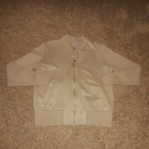 Sioni Bomber Sweater Jacket Beige Gold Metallic S